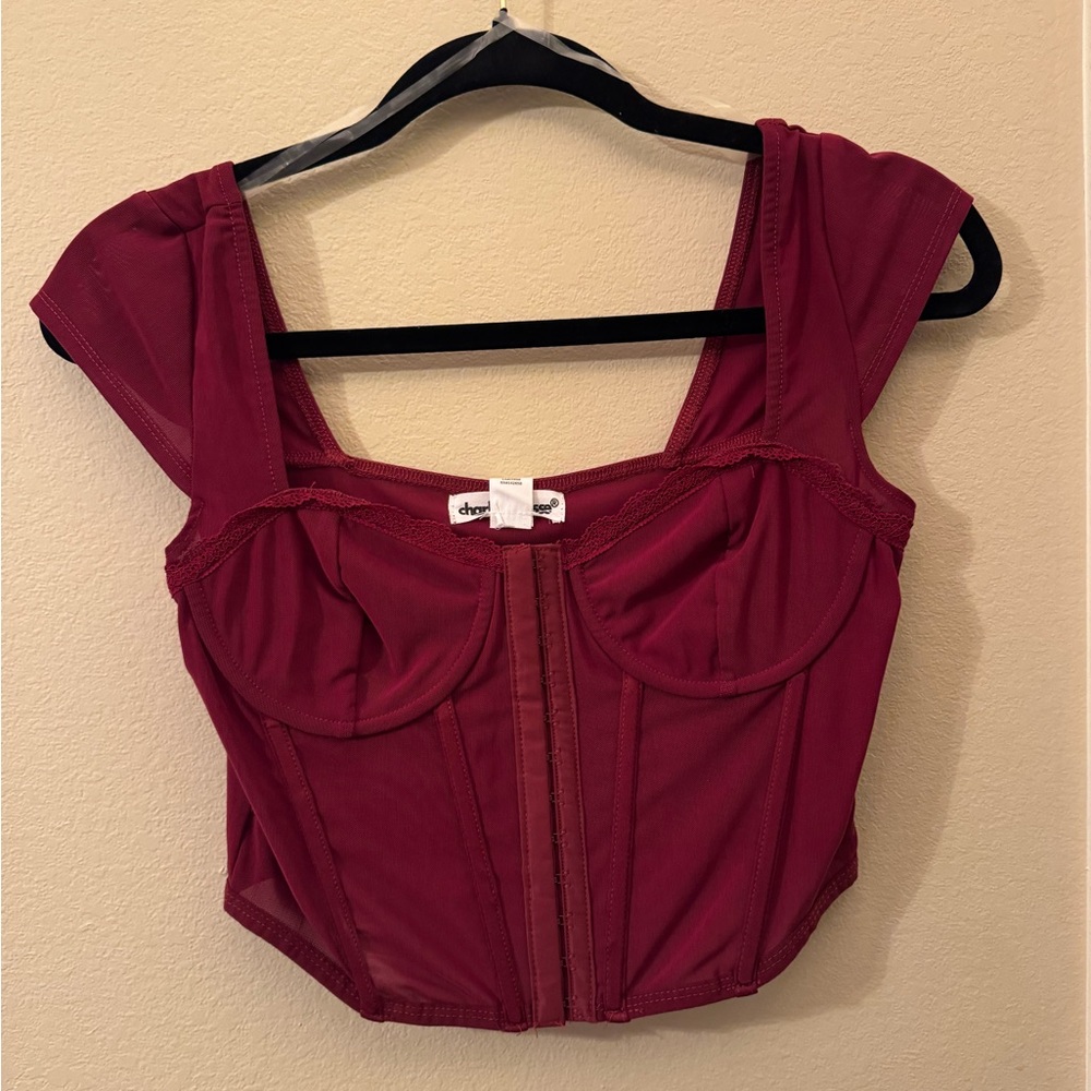 Deep Red Corset Crop Top